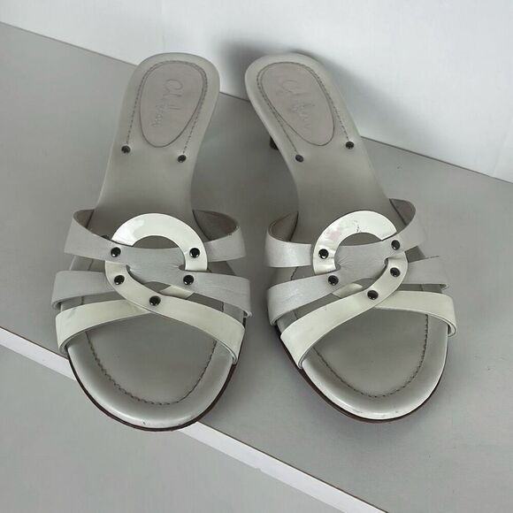 Cole Haan White Leather and Patent Mule Sandals - Picture 3 of 9